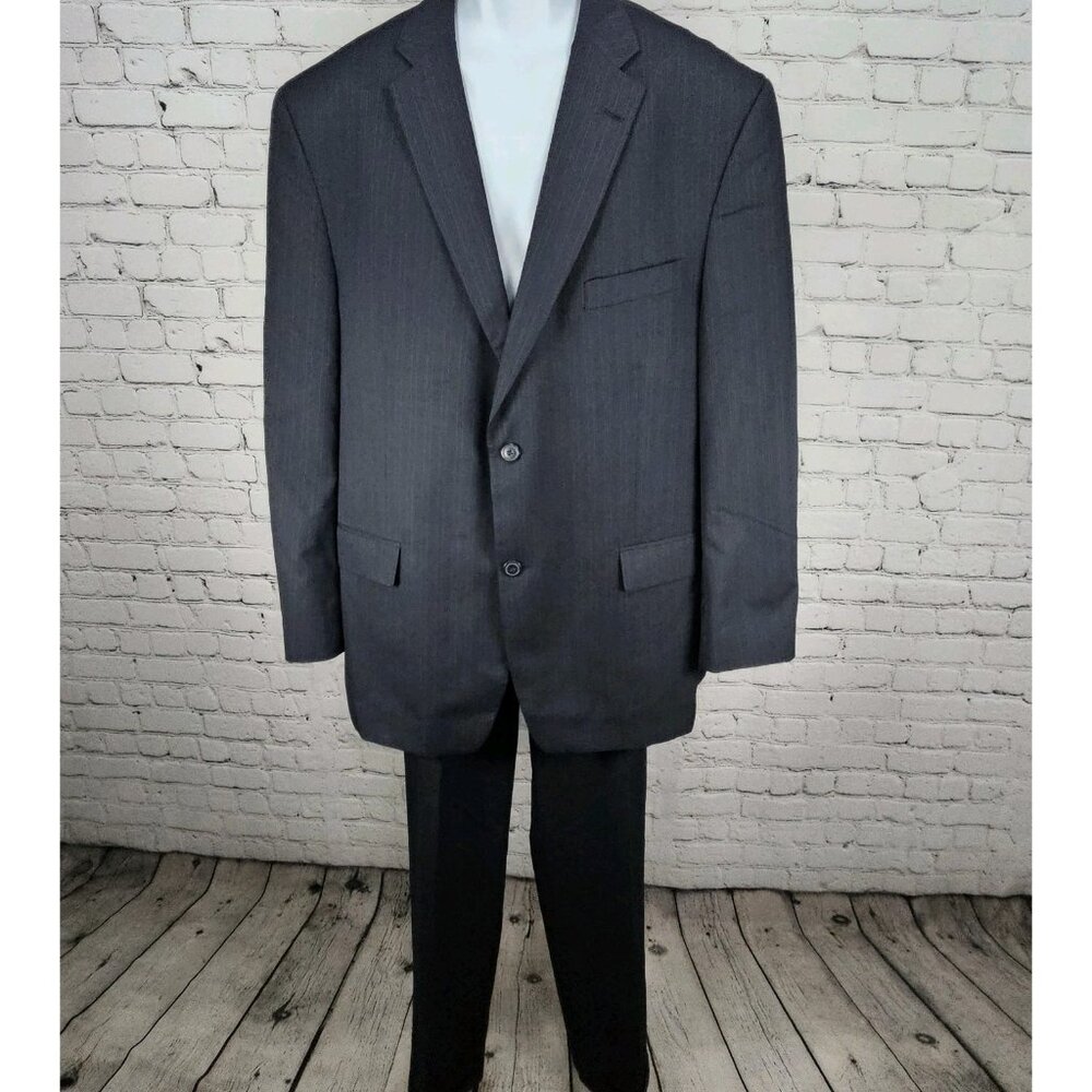 Haggar Navy Suit Up System 2 Button Notch Vented Full 2 Piece Set 46L (36x32)